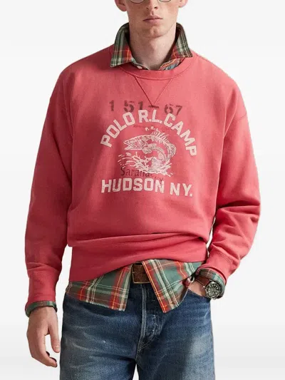 Polo Ralph Lauren Logo-print Cotton-blend Jersey Sweatshirt In Pink
