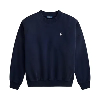 Pre-owned Polo Ralph Lauren Vintage Fleece Sweatshirt 'newport Navy' | Blue | Women's Size M