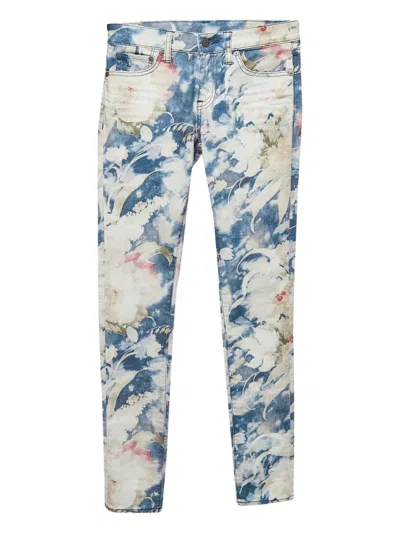 Pre-owned Polo Ralph Lauren Vintage Floral-print Jeans In Blue