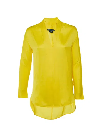 Pre-owned Polo Ralph Lauren Vintage Georgette Polyester Tunic In Yellow