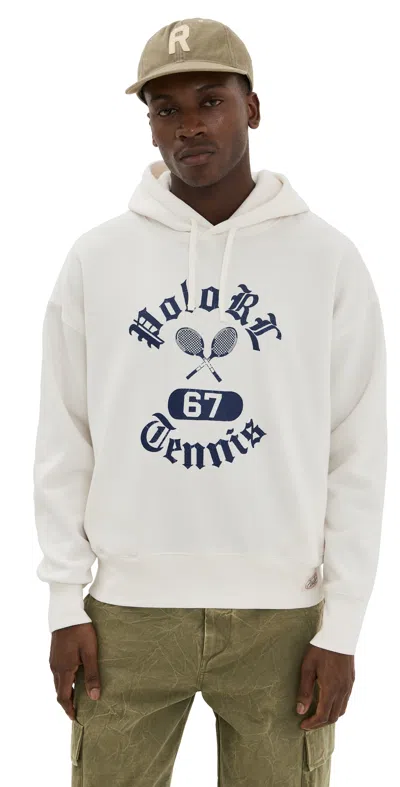 Polo Ralph Lauren Club Tennis Hooded Sweatshirt In Off White