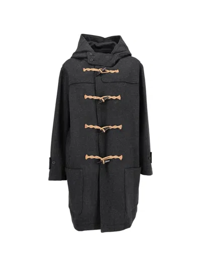 Pre-owned Polo Ralph Lauren Vintage Hooded Toggle-fastening Long Coat In Gray