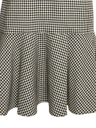 Pre-owned Polo Ralph Lauren Vintage Houndstooth Flared Dress In Black