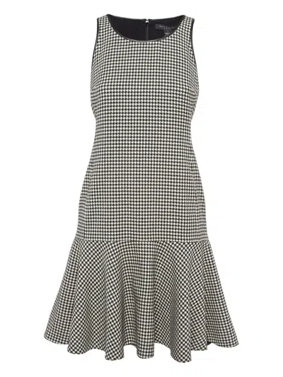 Pre-owned Polo Ralph Lauren Vintage Houndstooth-pattern Dress In Black