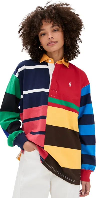 Polo Ralph Lauren Multi Stripe Rugby Top With Logo
