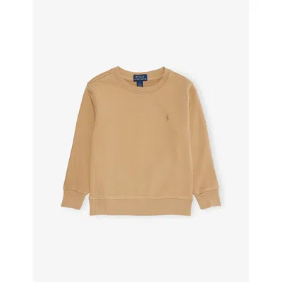 Polo Ralph Lauren Kids' Vintage Khaki/c8668 Boys' French Terry Embroidered-logo Cotton-jersey Sweatshirt In Brown