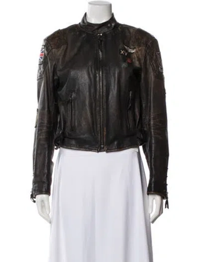 Pre-owned Polo Ralph Lauren Vintage Late 2000's - Early 2010's Biker Jacket In Brown