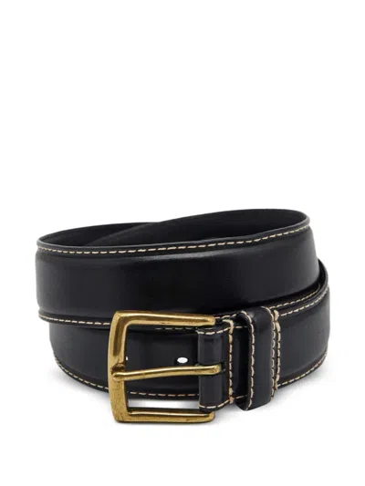 Pre-owned Polo Ralph Lauren Vintage Leather Buckle Belt In Black