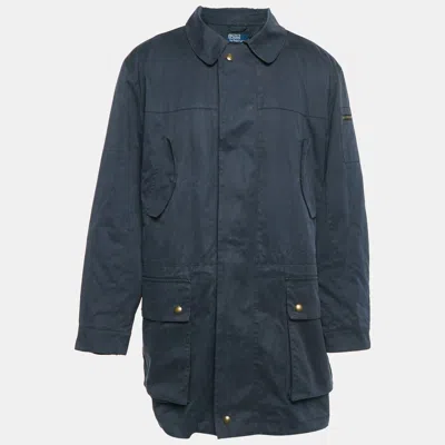 Pre-owned Polo Ralph Lauren Vintage Navy Blue Cotton Zip-up Utility Jacket L
