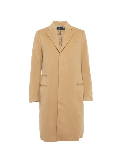 Pre-owned Polo Ralph Lauren Vintage Notched-lapels Single-breasted Coat In Neutral