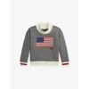 Polo Ralph Lauren Girls 7-16 Flag Mock Neck Sweatshirt In Gray