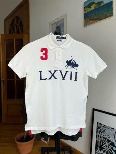 Pre-owned Polo Ralph Lauren Vintage T Big Logo Collar White T-shirt