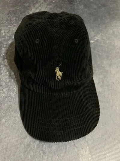Pre-owned Polo Ralph Lauren Vintage T Cap Velvet Logo 90's Y2k In Black