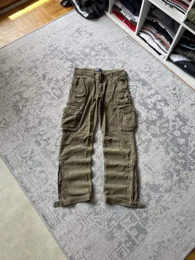 Pre-owned Polo Ralph Lauren Vintage T Cargo Pants Velvet Corduroy Army In Green