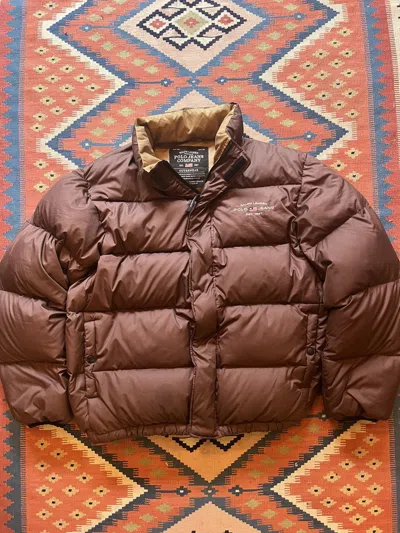 Pre-owned Polo Ralph Lauren Vintage T Down Puffer Jacket Brown