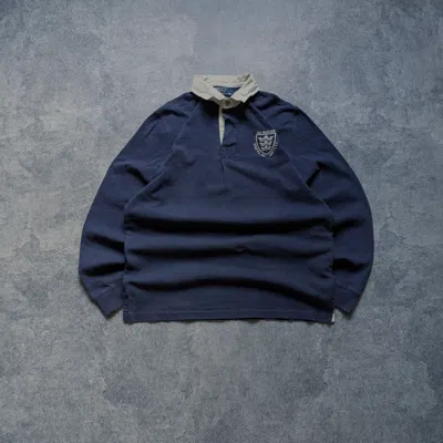 Pre-owned Polo Ralph Lauren Vintage T Rugby Polo Long Sleeve 381 Bleeker In Blue