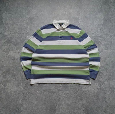 Pre-owned Polo Ralph Lauren Vintage T Striped Rugby Polo Shirt In Multi