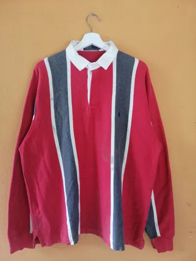 Pre-owned Polo Ralph Lauren Vintage T Stripes Down Rugby B16 In White