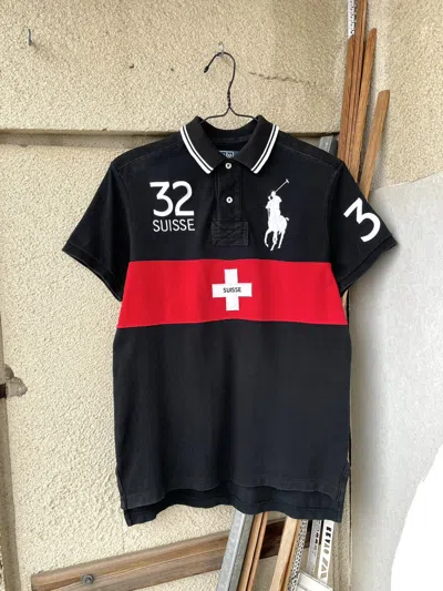 Pre-owned Polo Ralph Lauren Vintage T Suisse Logo Chief Keef Polo Shirt In Black