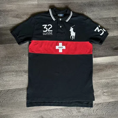 Pre-owned Polo Ralph Lauren Vintage T Suisse Switzerland Warfield Shirt In Black