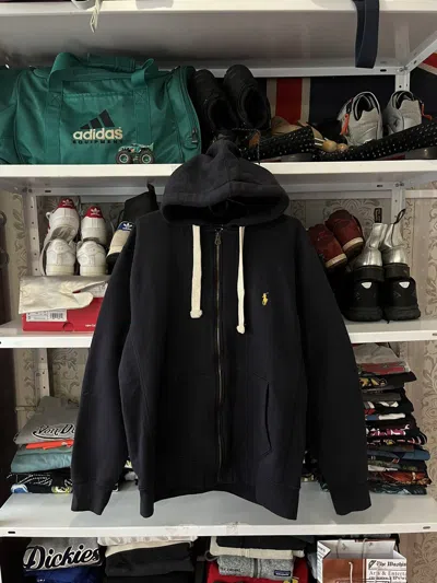 Pre-owned Polo Ralph Lauren Vintage T Zip Up Jacket Hoodie Y2k In Blue
