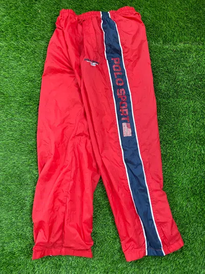 Pre-owned Polo Ralph Lauren Vintage Polo Sport By Ralph Laurent Track Pants In Red