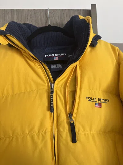 Pre-owned Polo Ralph Lauren Vintage Polo Sport Puffer Down Jacket In Yellow