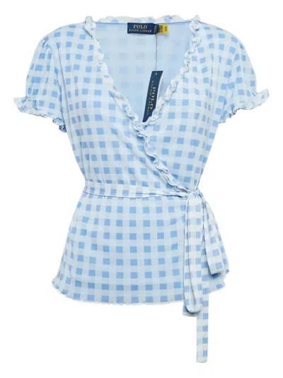 Pre-owned Polo Ralph Lauren Vintage  Check-print Top In Blue
