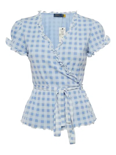 Pre-owned Polo Ralph Lauren Vintage  Checked Ruffle-detail Top