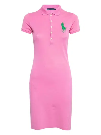 Pre-owned Polo Ralph Lauren Vintage  Embroidered Logo Polo Dress In Pink