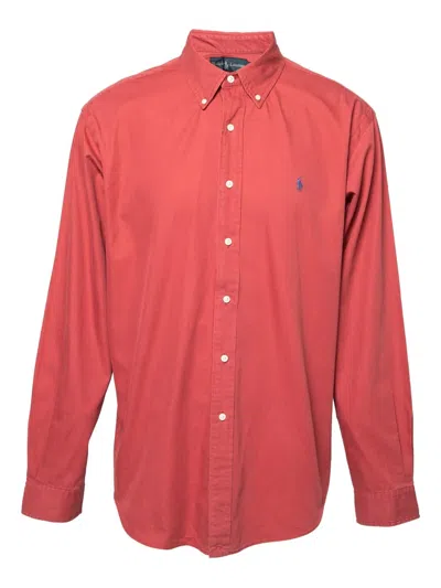 Pre-owned Polo Ralph Lauren Vintage  Embroidered-logo Shirt In Red
