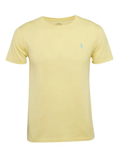 Pre-owned Polo Ralph Lauren Vintage  Embroidered-logo T-shirt In Yellow
