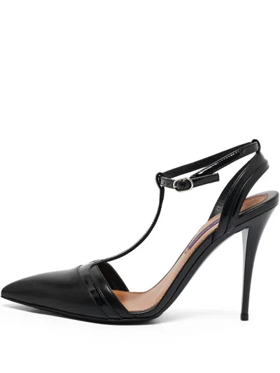 Pre-owned Polo Ralph Lauren Vintage  Leather T-strap Pumps