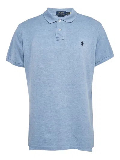 Pre-owned Polo Ralph Lauren Vintage  Logo-embroidered Polo Shirt In Blue