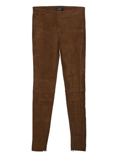 Pre-owned Polo Ralph Lauren Vintage  Logo-plaque Trousers In Brown