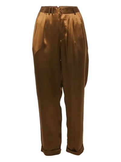 Pre-owned Polo Ralph Lauren Vintage  Pleated Satin Trousers