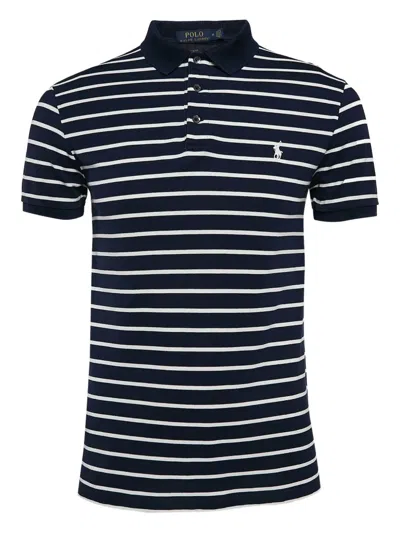 Pre-owned Polo Ralph Lauren Vintage  Striped Polo Shirt In Blue