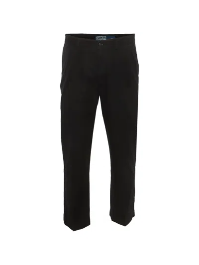 Pre-owned Polo Ralph Lauren Vintage Prospect Straight-fit Cotton Trousers In Black