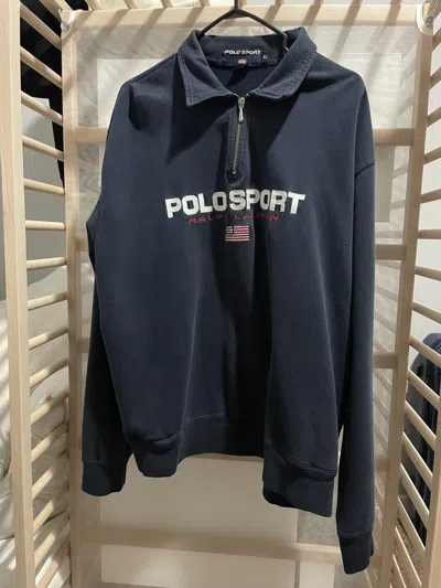 Pre-owned Polo Ralph Lauren Vintage Ralph Laurent Polo Sport Quarter-zip Sweater In Blue