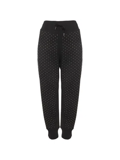Pre-owned Polo Ralph Lauren Vintage Rhinestone-embellished Track Trousers In Black