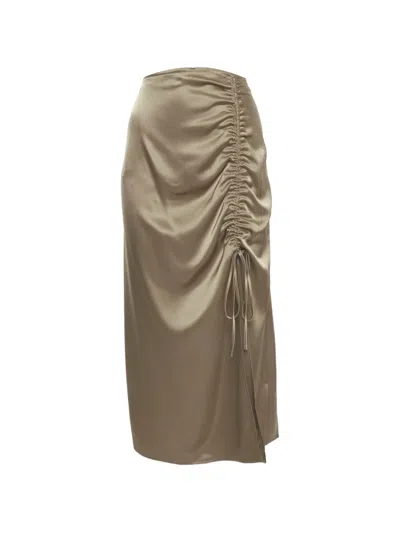 Pre-owned Polo Ralph Lauren Vintage Ruched-detail Maxi Skirt In Brown