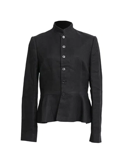 Pre-owned Polo Ralph Lauren Vintage Single-breasted Peplum Blazer In Black