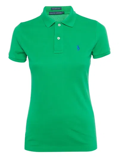 Pre-owned Polo Ralph Lauren Vintage Skinny-fit Cotton Polo Top In Green