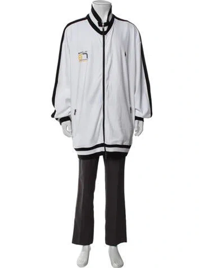 Pre-owned Polo Ralph Lauren Vintage Striped Overcoat In White