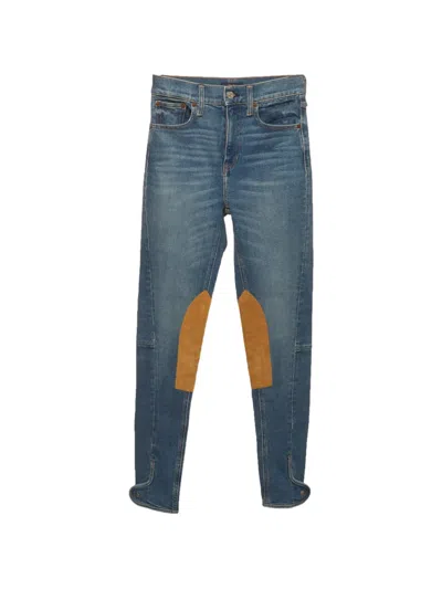 Pre-owned Polo Ralph Lauren Vintage Suede-patch Jeans In Blue