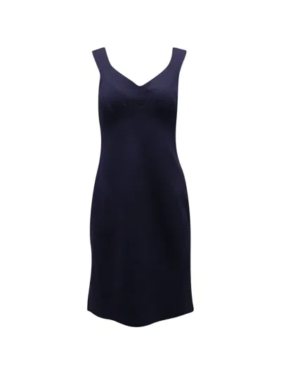 Pre-owned Polo Ralph Lauren Vintage V-neck Sleeveless Mini Dress In Blue