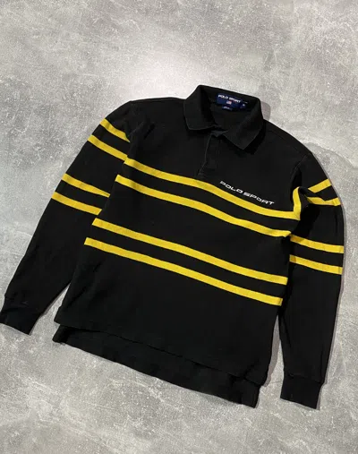 Pre-owned Polo Ralph Lauren Vintage Y2k Polo Sport Rugby Long-sleeve In Black