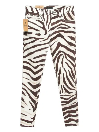 Pre-owned Polo Ralph Lauren Vintage Zebra-print Jeans In White