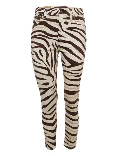 Pre-owned Polo Ralph Lauren Vintage Zebra-print Denim Jeans In Neutrals