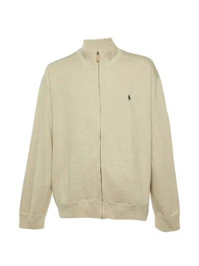 Pre-owned Polo Ralph Lauren Vintage Zip-front Knit Cardigan In Neutral